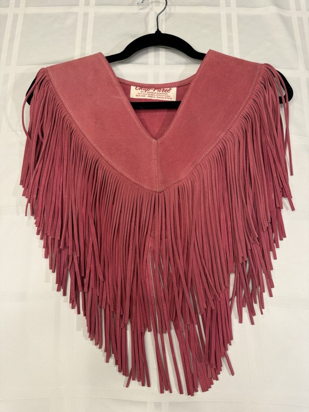 Vintage Chap-Parel Pink Suede Fringe Capelet Collar Western Cowgirl S/M